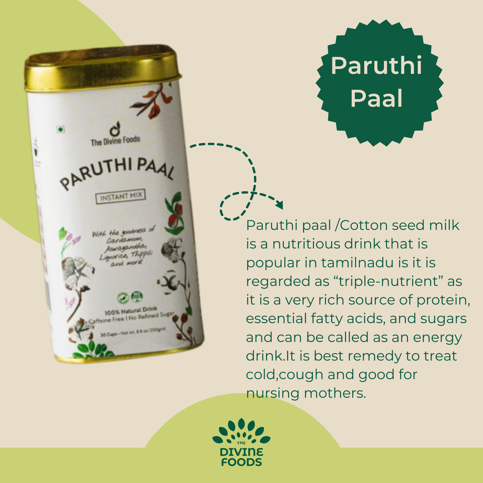 Paruthi Paal-Cotton Seed Instant Latte Mix(Cold and Cough remedy/Helps with Menstrua lCramps)