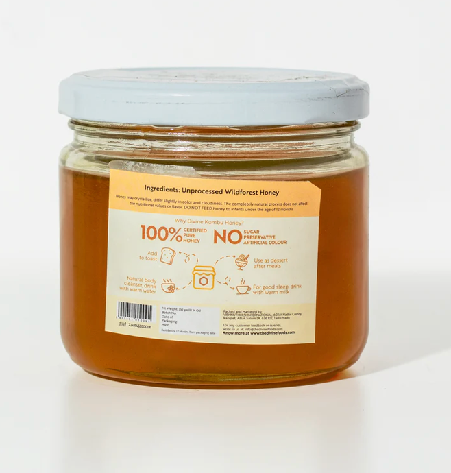 Pure Kombu Honey Single Origin (Unprocessed Honey With High High Pollen Content) - 350 gm